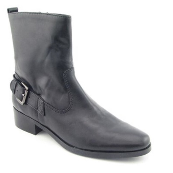 Marc Fisher Hetra Black Leather Belted Moto Ankle Boots - Picture 15 of 15